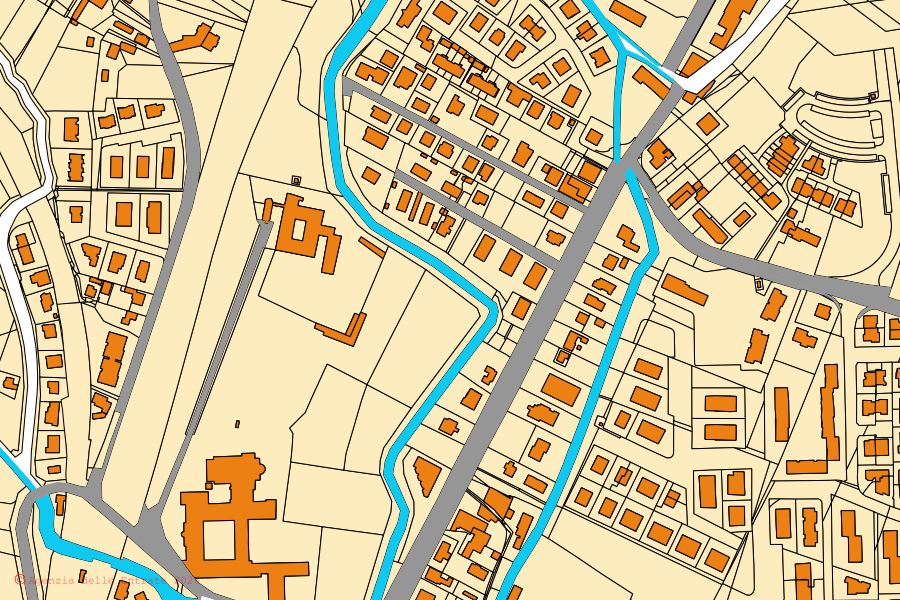 Cadastral map of the centre of Camposampiero: parcels and buildings, Agenzia delle Entrate cartography