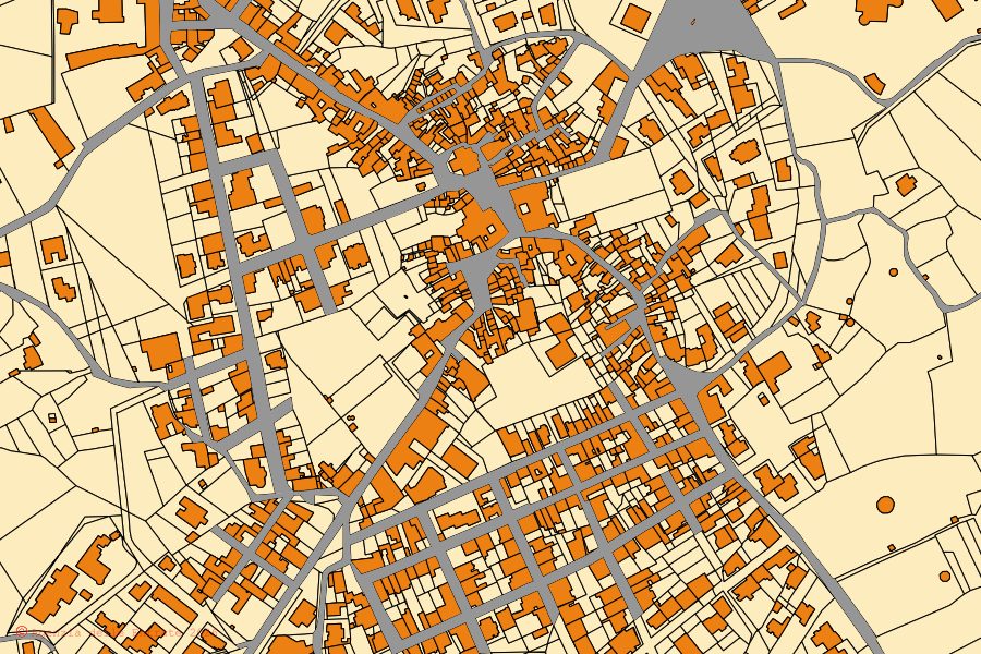 Cadastral map of the centre of Cannole: parcels and buildings, Agenzia delle Entrate cartography