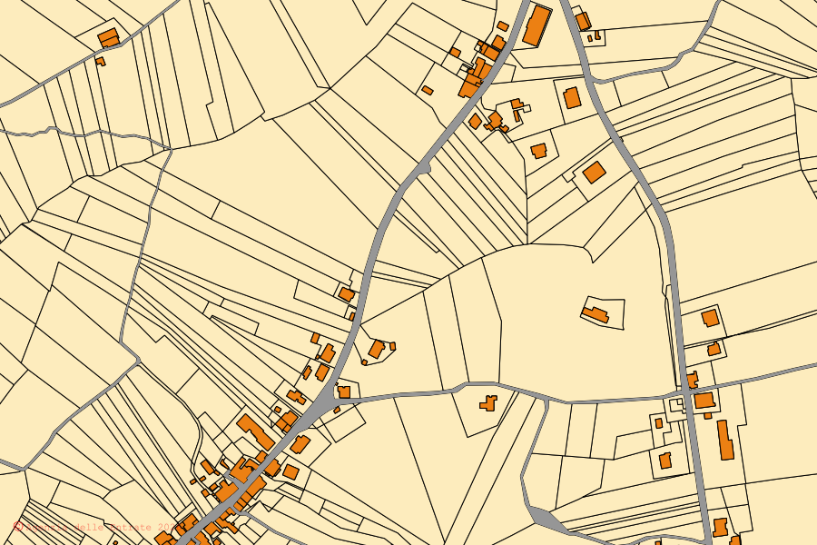 Cadastral map of the centre of Canzano: parcels and buildings, Agenzia delle Entrate cartography