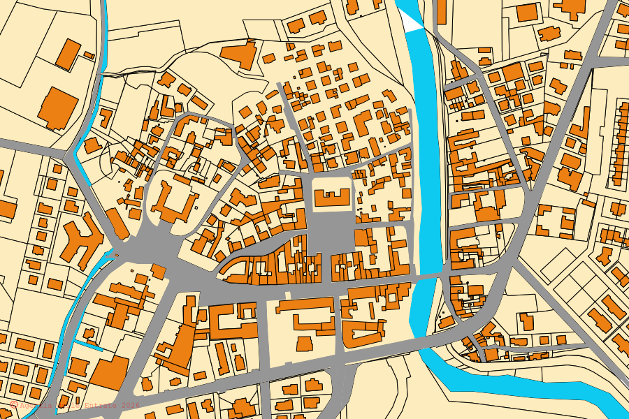 Cadastral map of the centre of Caorso: parcels and buildings, Agenzia delle Entrate cartography