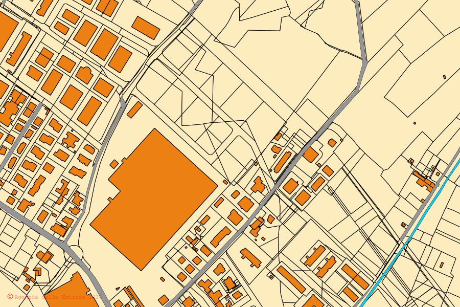 Cadastral map of the centre of Capannoli: parcels and buildings, Agenzia delle Entrate cartography