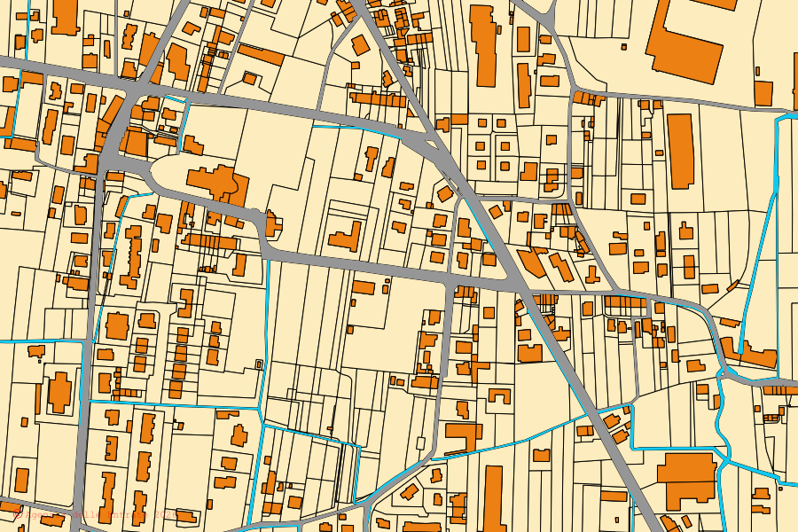 Cadastral map of the centre of Capannori: parcels and buildings, Agenzia delle Entrate cartography