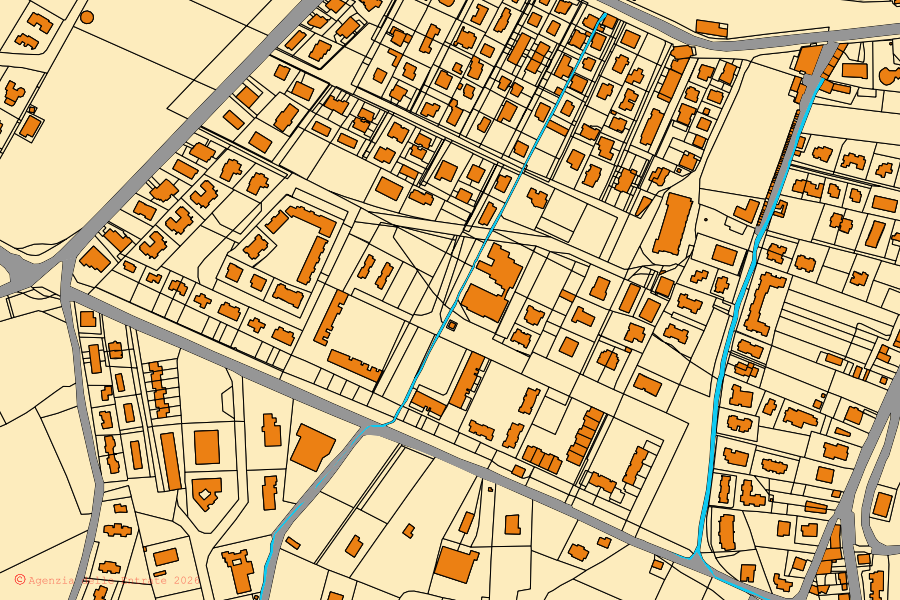 Cadastral map of the centre of Capodimonte: parcels and buildings, Agenzia delle Entrate cartography