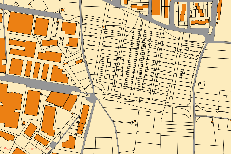 Cadastral map of the centre of Capurso: parcels and buildings, Agenzia delle Entrate cartography