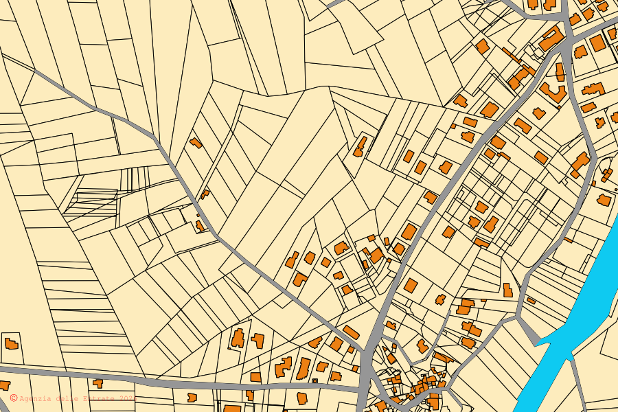 Cadastral map of the centre of Carbonia: parcels and buildings, Agenzia delle Entrate cartography