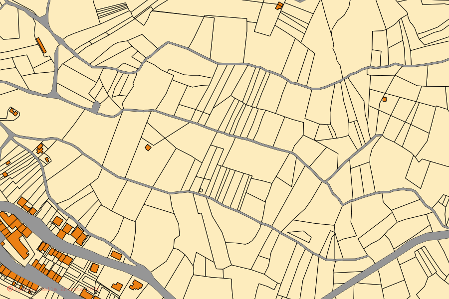 Cadastral map of the centre of Carlantino: parcels and buildings, Agenzia delle Entrate cartography