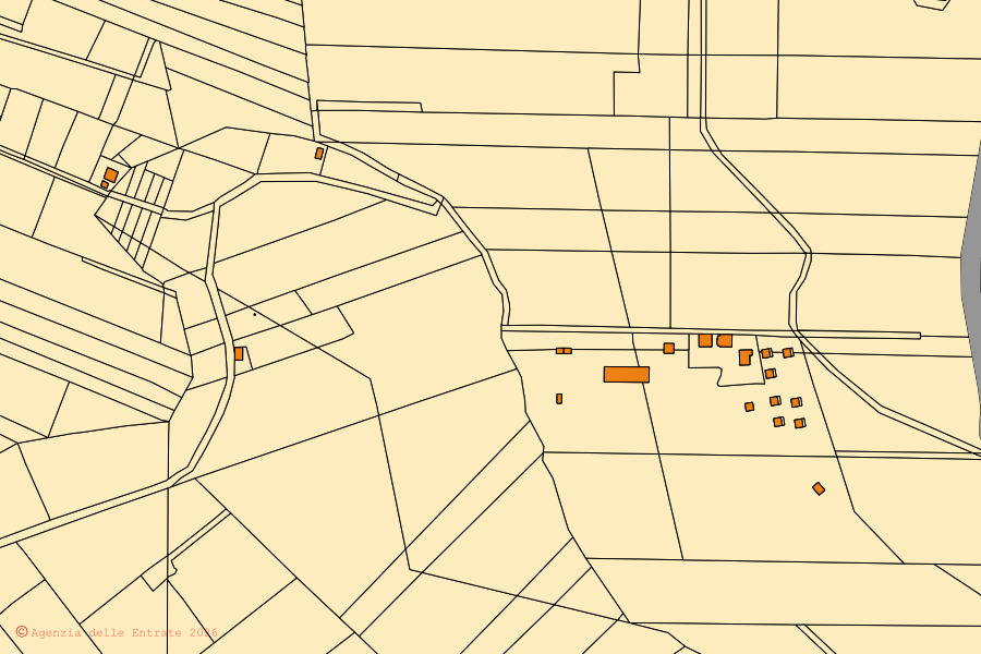 Cadastral map of the centre of Carlentini: parcels and buildings, Agenzia delle Entrate cartography