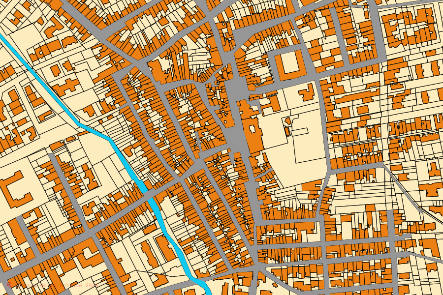 Cadastral map of the centre of Carosino: parcels and buildings, Agenzia delle Entrate cartography