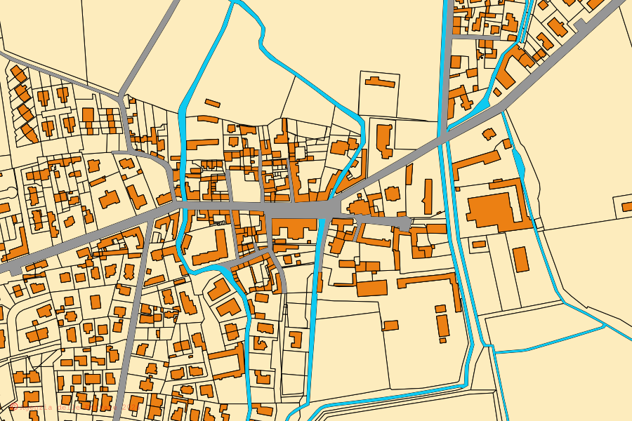 Cadastral map of the centre of Casalino: parcels and buildings, Agenzia delle Entrate cartography