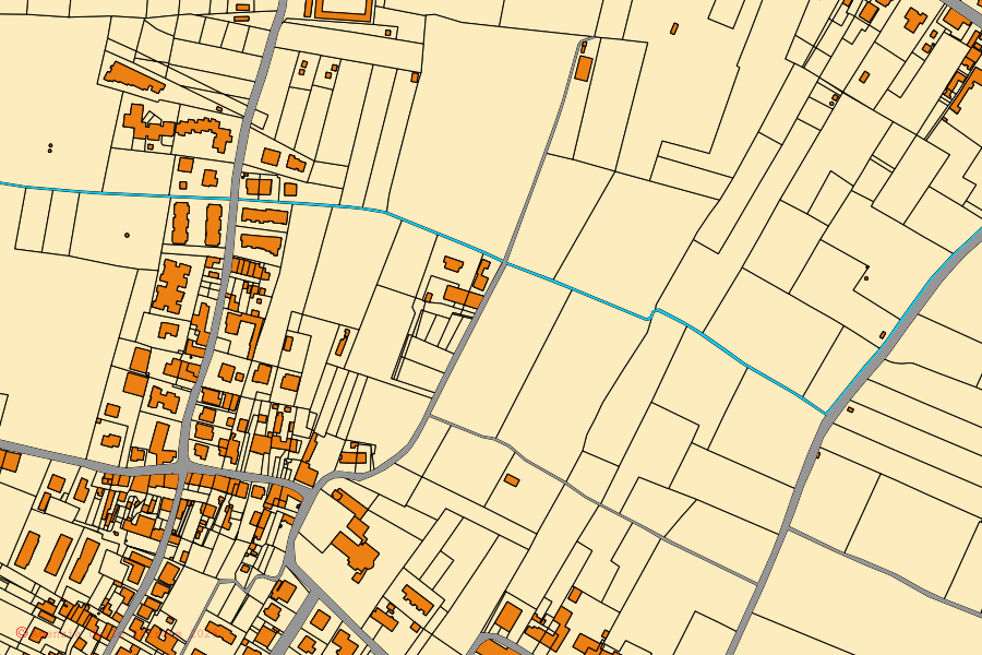 Cadastral map of the centre of Cascina: parcels and buildings, Agenzia delle Entrate cartography