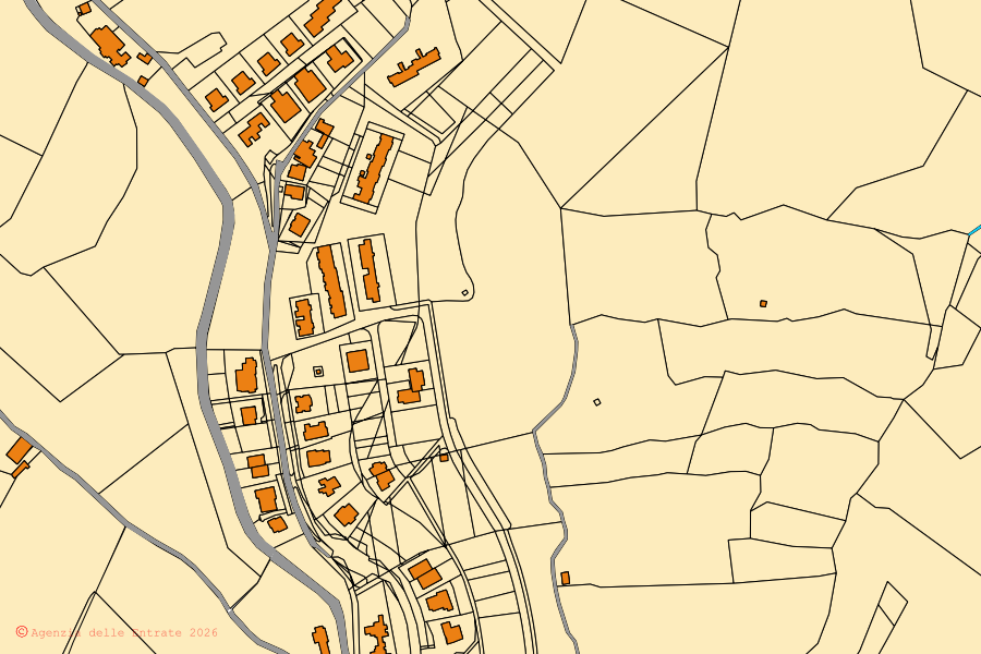 Cadastral map of the centre of Casole d'Elsa: parcels and buildings, Agenzia delle Entrate cartography