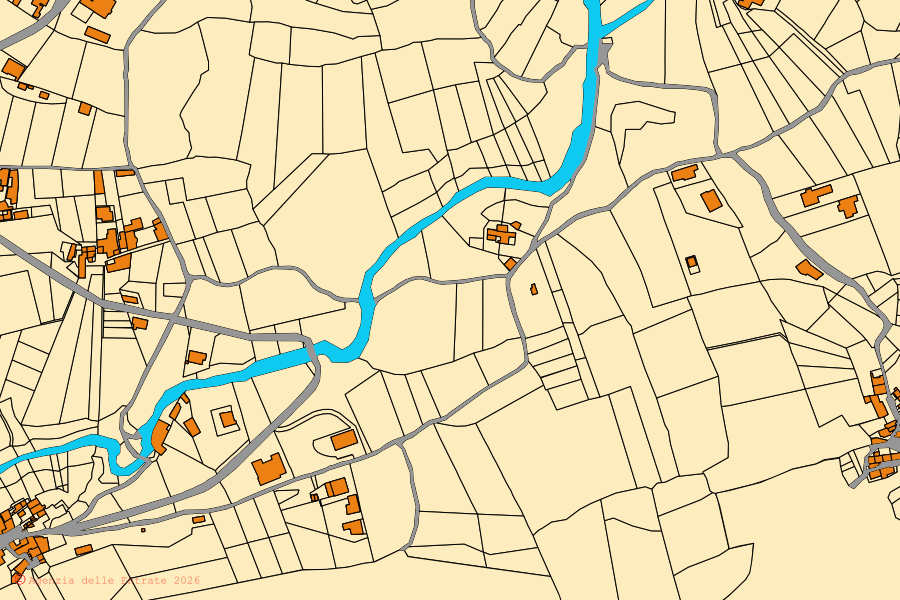 Cadastral map of the centre of Castel di Sasso: parcels and buildings, Agenzia delle Entrate cartography