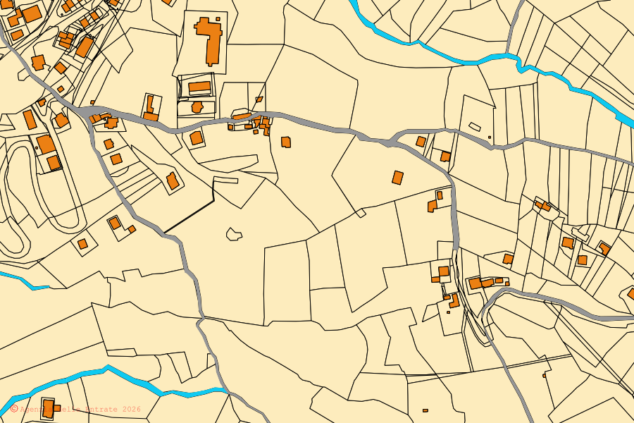Cadastral map of the centre of Castelfranci: parcels and buildings, Agenzia delle Entrate cartography