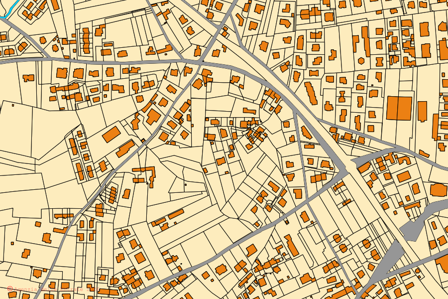 Cadastral map of the centre of Castelletto sopra Ticino: parcels and buildings, Agenzia delle Entrate cartography