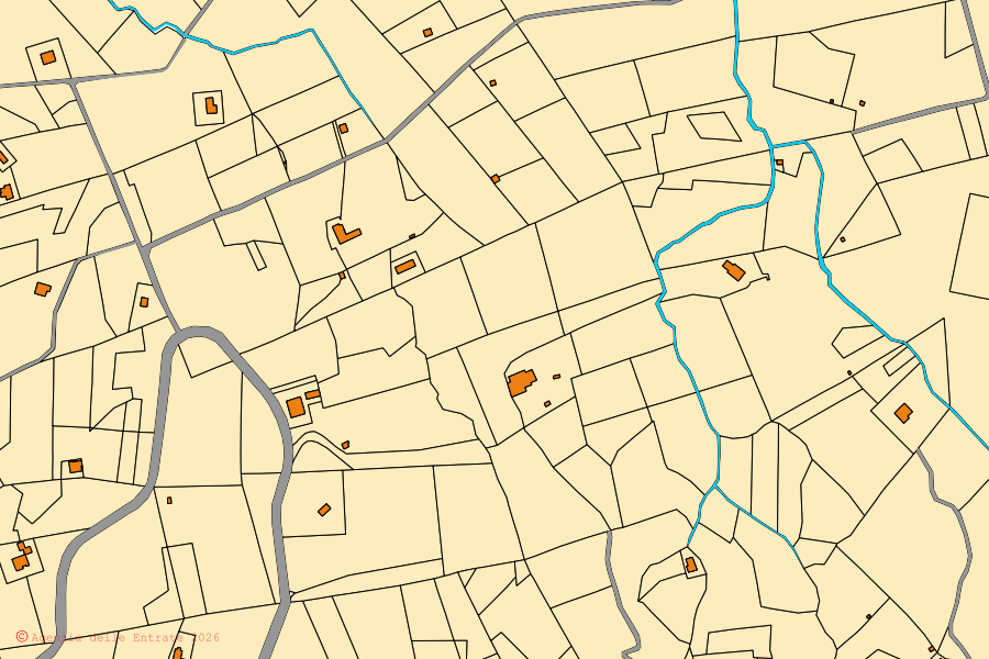 Cadastral map of the centre of Castellina Marittima: parcels and buildings, Agenzia delle Entrate cartography