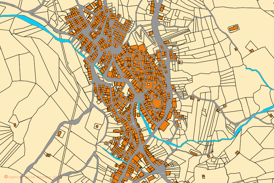 Cadastral map of the centre of Castelmauro: parcels and buildings, Agenzia delle Entrate cartography