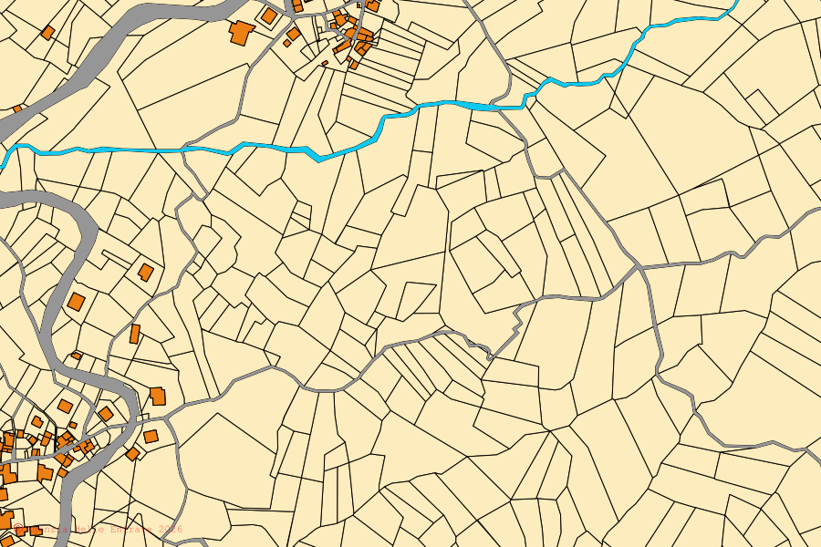 Cadastral map of the centre of Castelnovo ne' Monti: parcels and buildings, Agenzia delle Entrate cartography