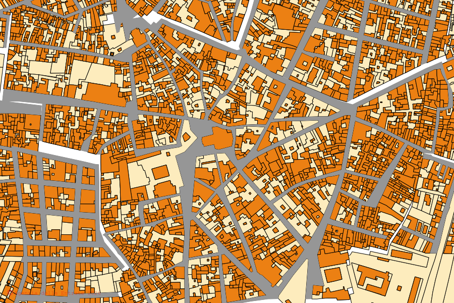 Cadastral map of the centre of Castelvetrano: parcels and buildings, Agenzia delle Entrate cartography
