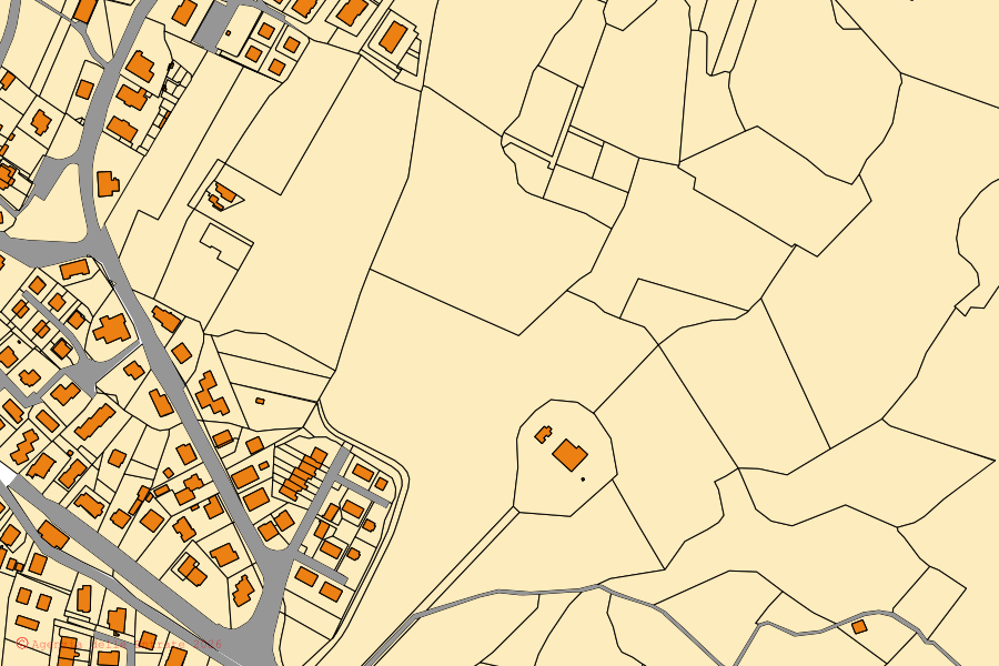 Cadastral map of the centre of Castiglion Fibocchi: parcels and buildings, Agenzia delle Entrate cartography