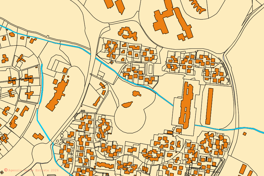 Cadastral map of the centre of Castiglione della Pescaia: parcels and buildings, Agenzia delle Entrate cartography