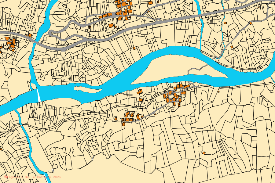 Cadastral map of the centre of Ceppo Morelli: parcels and buildings, Agenzia delle Entrate cartography