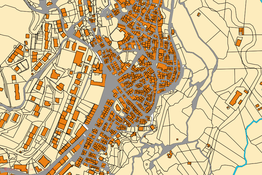 Cadastral map of the centre of Cerami: parcels and buildings, Agenzia delle Entrate cartography