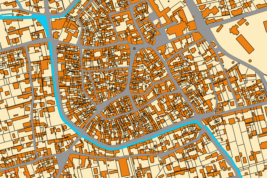 Cadastral map of the centre of Cerano: parcels and buildings, Agenzia delle Entrate cartography