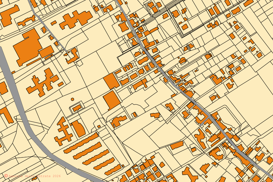 Cadastral map of the centre of Cercola: parcels and buildings, Agenzia delle Entrate cartography
