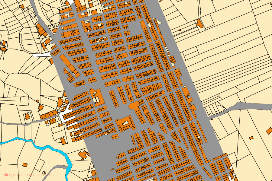 Cadastral map of the centre of Cerda: parcels and buildings, Agenzia delle Entrate cartography