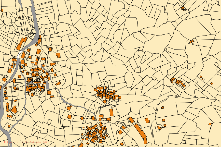 Cadastral map of the centre of Ceres: parcels and buildings, Agenzia delle Entrate cartography