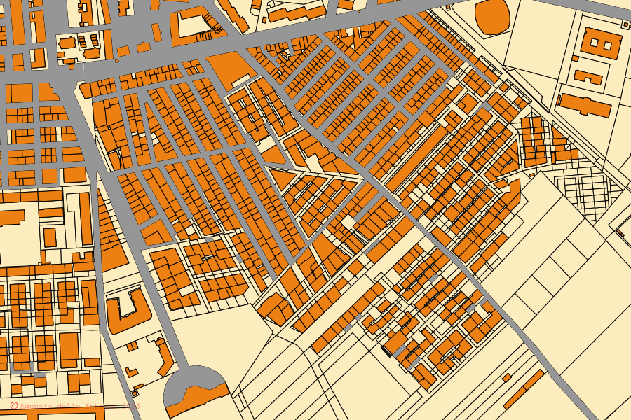 Cadastral map of the centre of Cerignola: parcels and buildings, Agenzia delle Entrate cartography