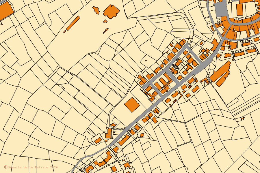 Cadastral map of the centre of Cerreto Guidi: parcels and buildings, Agenzia delle Entrate cartography