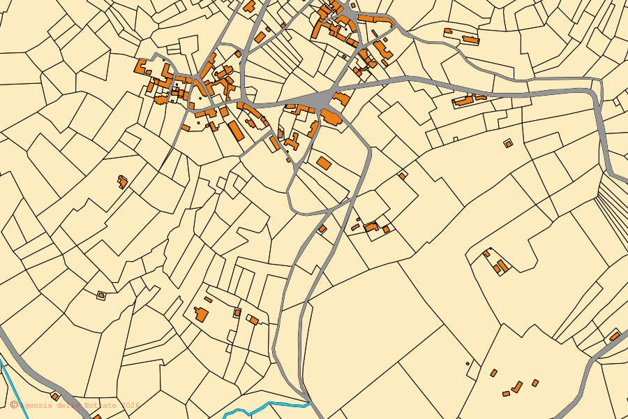 Cadastral map of the centre of Cesara: parcels and buildings, Agenzia delle Entrate cartography