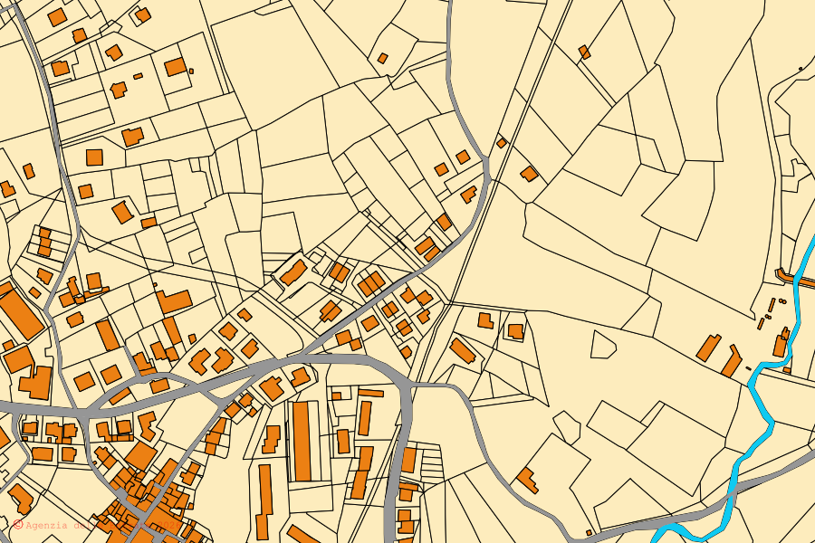 Cadastral map of the centre of Cesinali: parcels and buildings, Agenzia delle Entrate cartography