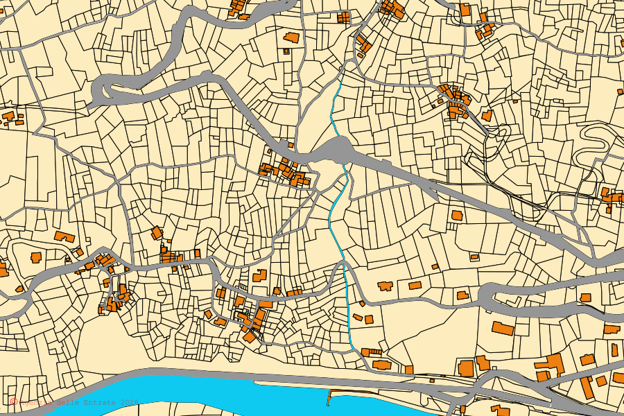 Cadastral map of the centre of Chambave: parcels and buildings, Agenzia delle Entrate cartography