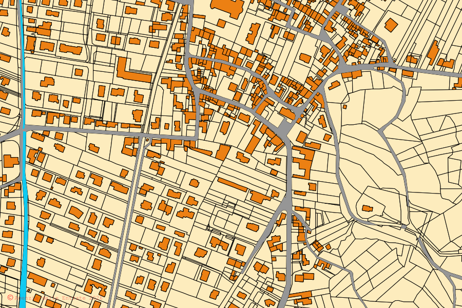 Cadastral map of the centre of Chiuppano: parcels and buildings, Agenzia delle Entrate cartography