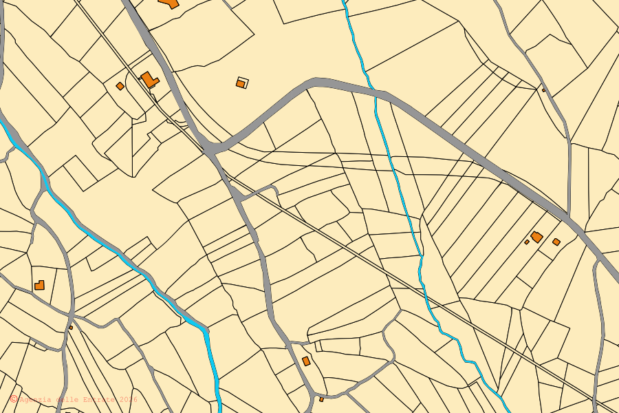 Cadastral map of the centre of Ciciliano: parcels and buildings, Agenzia delle Entrate cartography