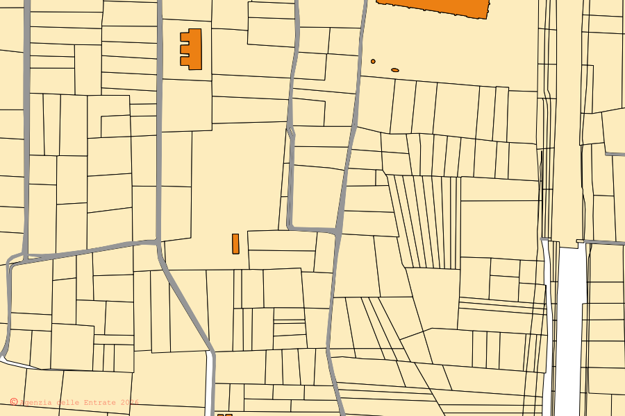 Cadastral map of the centre of Cirimido: parcels and buildings, Agenzia delle Entrate cartography