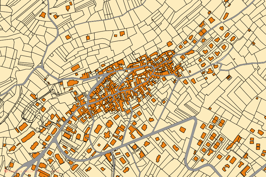 Cadastral map of the centre of Colazza: parcels and buildings, Agenzia delle Entrate cartography