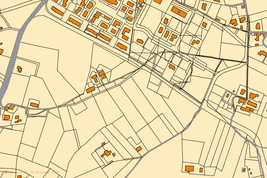 Cadastral map of the centre of Colle di Val d'Elsa: parcels and buildings, Agenzia delle Entrate cartography