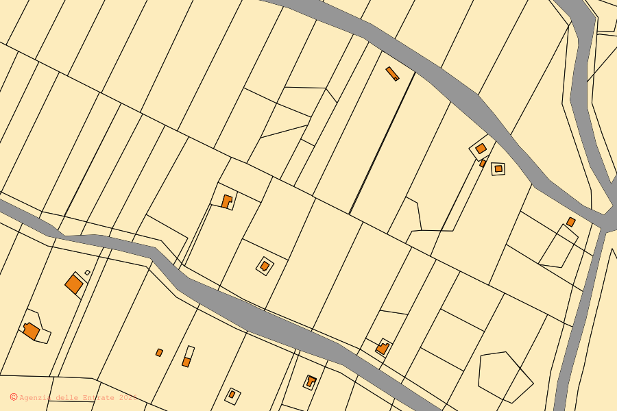 Cadastral map of the centre of Collesano: parcels and buildings, Agenzia delle Entrate cartography