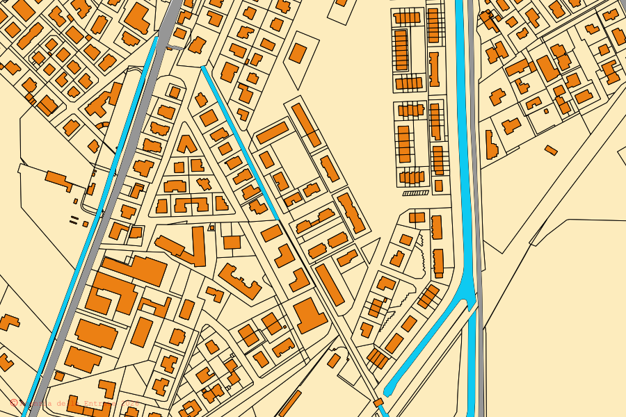 Cadastral map of the centre of Colorno: parcels and buildings, Agenzia delle Entrate cartography