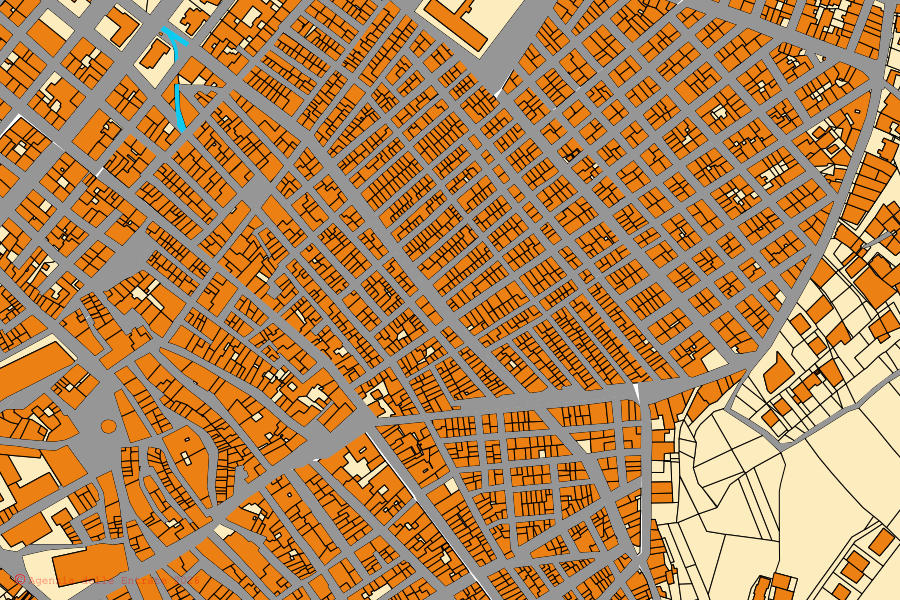 Cadastral map of the centre of Comiso: parcels and buildings, Agenzia delle Entrate cartography