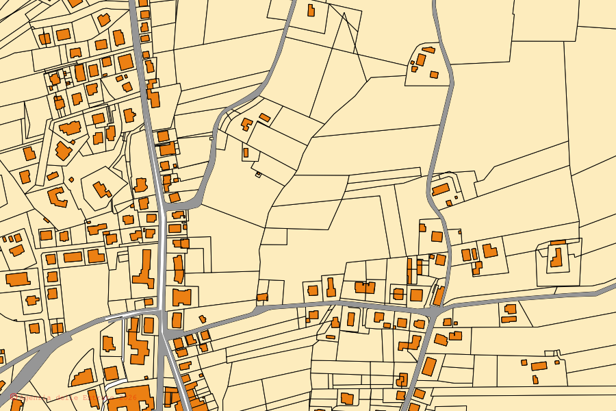 Cadastral map of the centre of Corinaldo: parcels and buildings, Agenzia delle Entrate cartography
