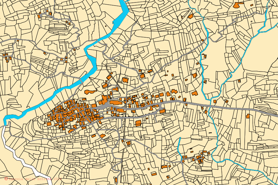 Cadastral map of the centre of Cossogno: parcels and buildings, Agenzia delle Entrate cartography