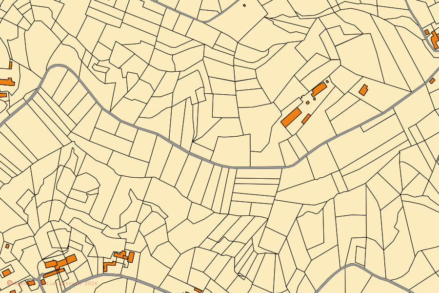 Cadastral map of the centre of Cossombrato: parcels and buildings, Agenzia delle Entrate cartography