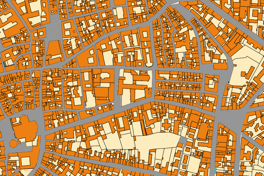 Cadastral map of the centre of Cremona: parcels and buildings, Agenzia delle Entrate cartography