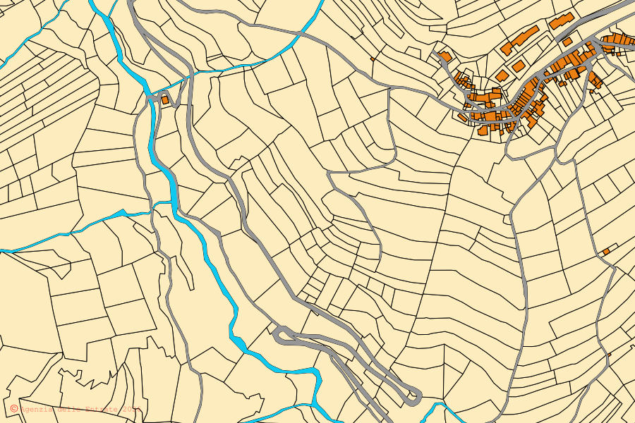 Cadastral map of the centre of Crespadoro: parcels and buildings, Agenzia delle Entrate cartography