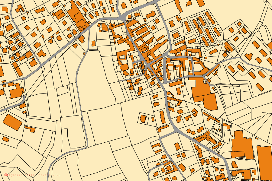 Cadastral map of the centre of Cucciago: parcels and buildings, Agenzia delle Entrate cartography