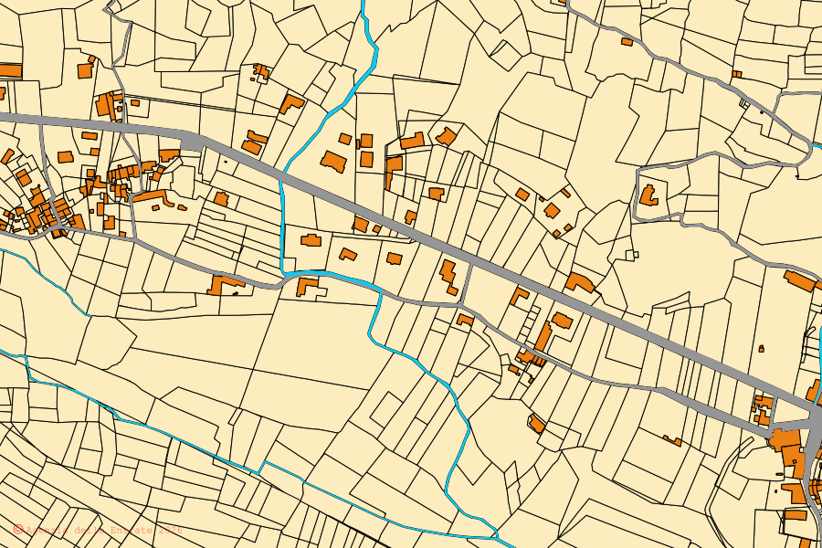 Cadastral map of the centre of Cuorgnè: parcels and buildings, Agenzia delle Entrate cartography